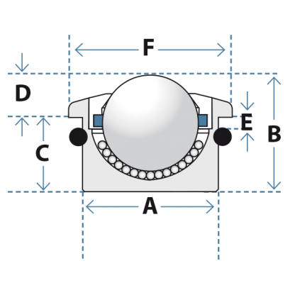 schematic of mo-series medium duty ball transfer unit